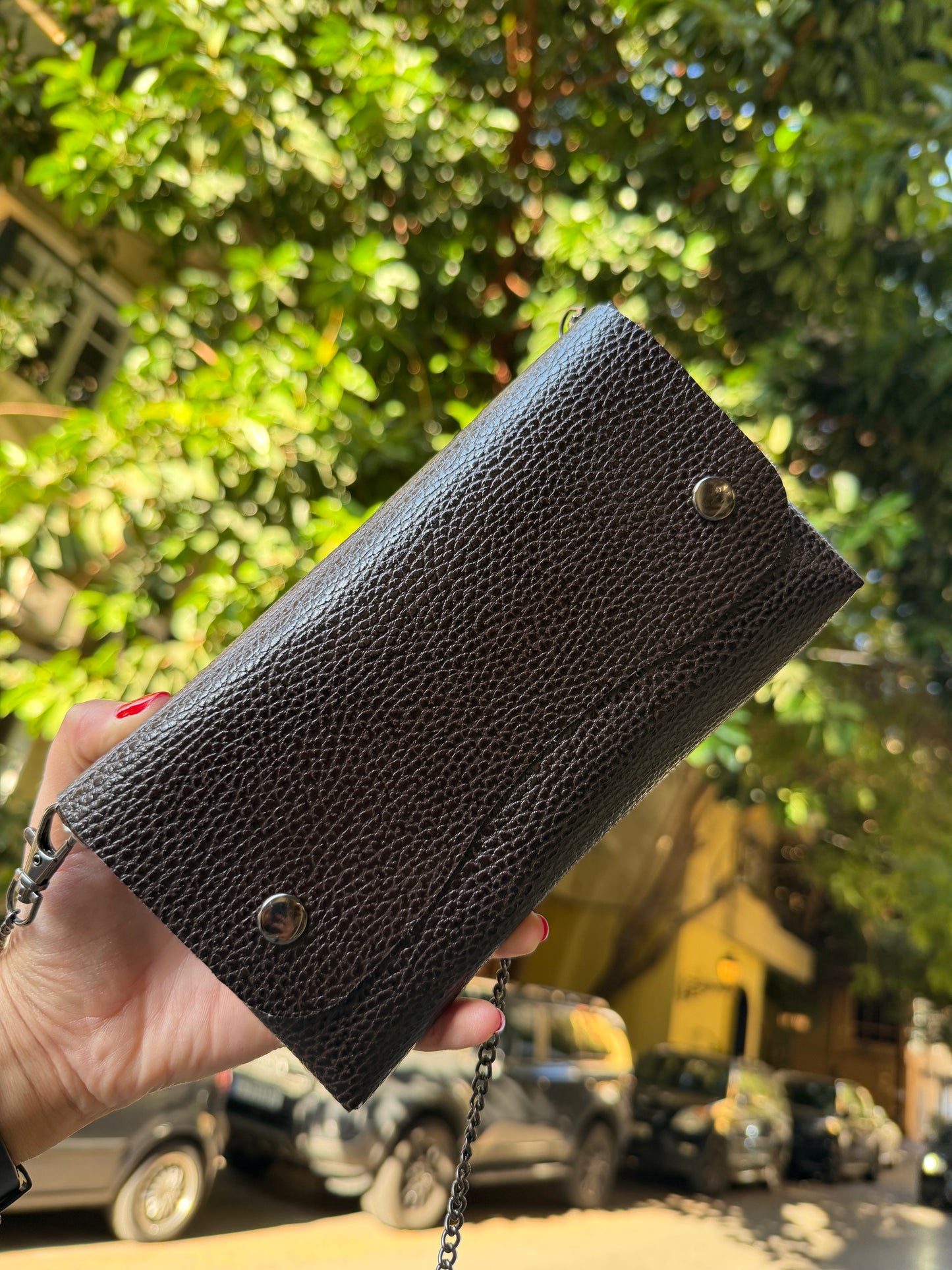 Foldable Bag Burnt Brown Pebbled