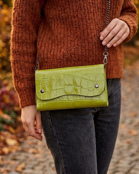 Foldable Bag - Pistache Croc