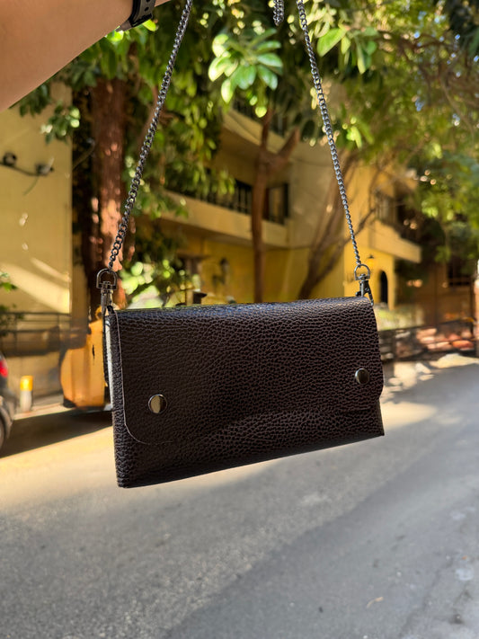 Foldable Bag- Burnt Brown Pebbled